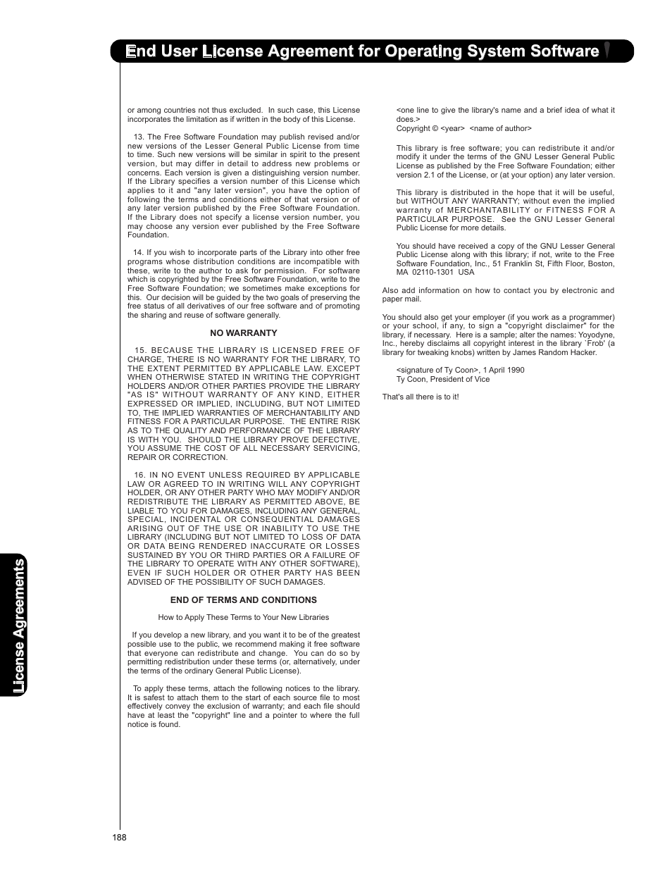 Lic en se a g re em en ts | Hitachi P50X901 User Manual | Page 188 / 192