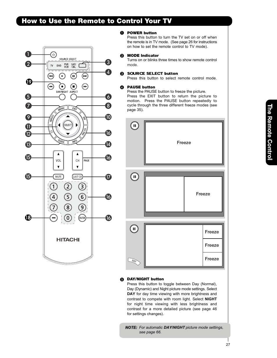 How to use the remote to control your tv, º ¾ µ ƹ ƽ | Hitachi P50X901 User Manual | Page 27 / 192