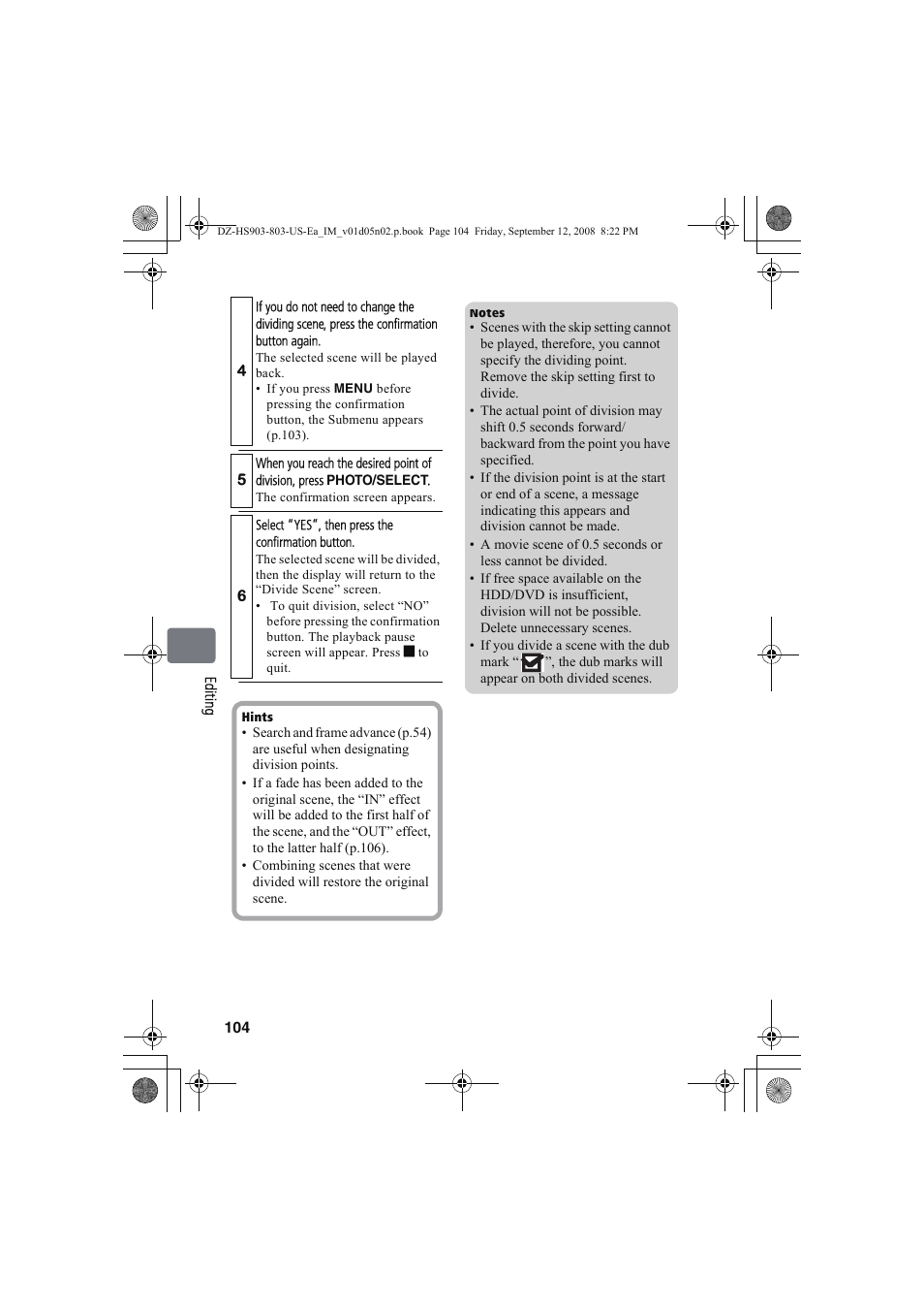 Hitachi DZ-HS803A User Manual | Page 104 / 191