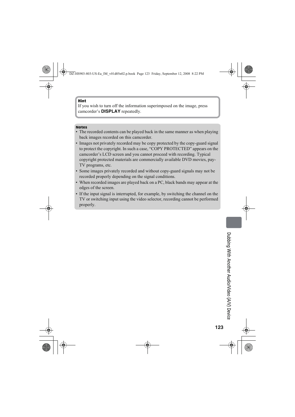 Hitachi DZ-HS803A User Manual | Page 123 / 191