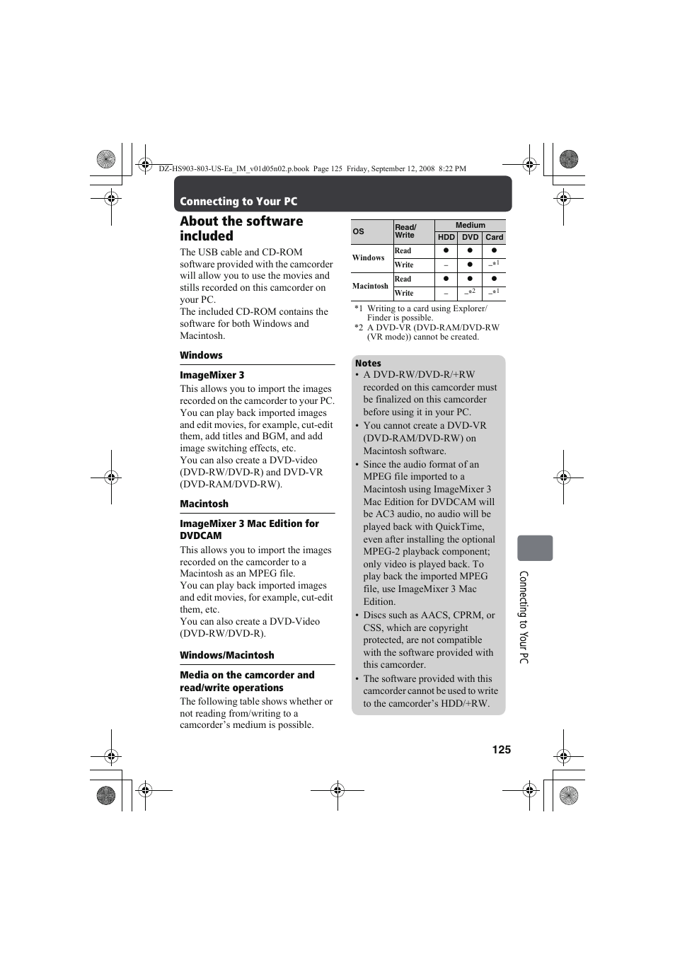 About the software included | Hitachi DZ-HS803A User Manual | Page 125 / 191