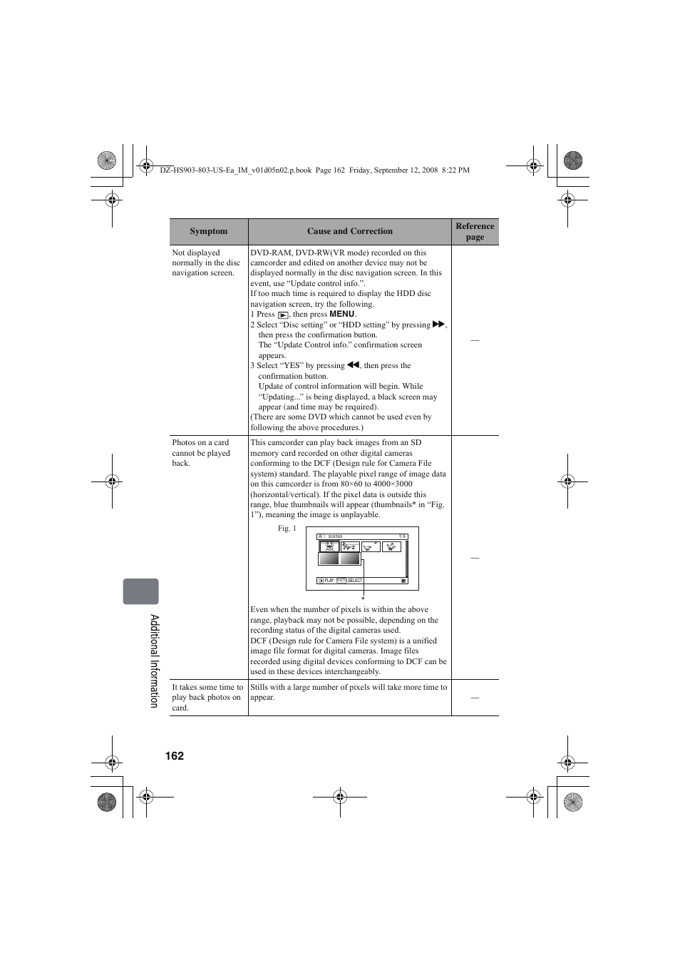 162 a ddi tion al i nfo rm at io n | Hitachi DZ-HS803A User Manual | Page 162 / 191