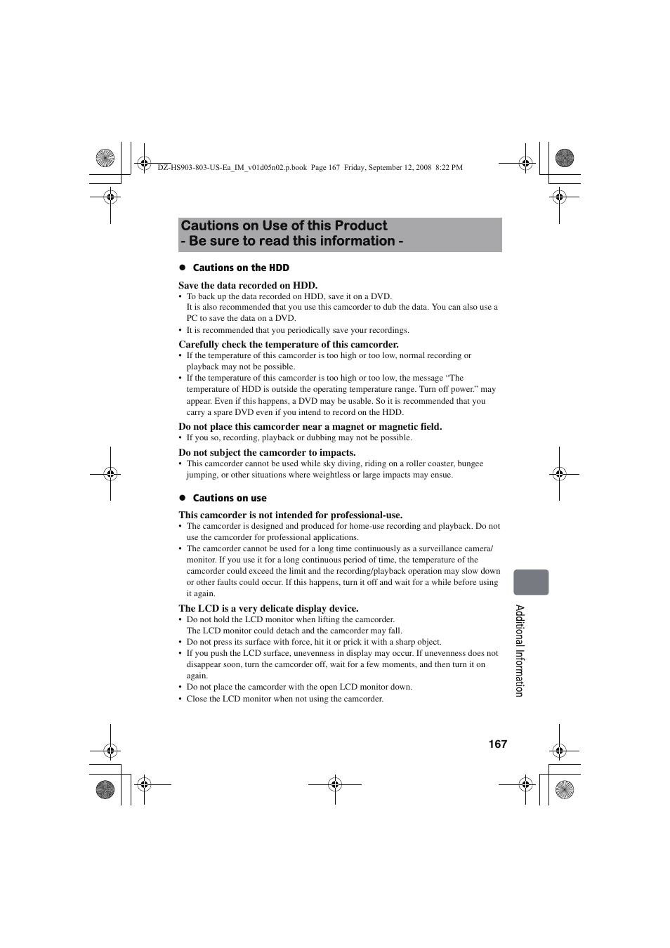 Hitachi DZ-HS803A User Manual | Page 167 / 191