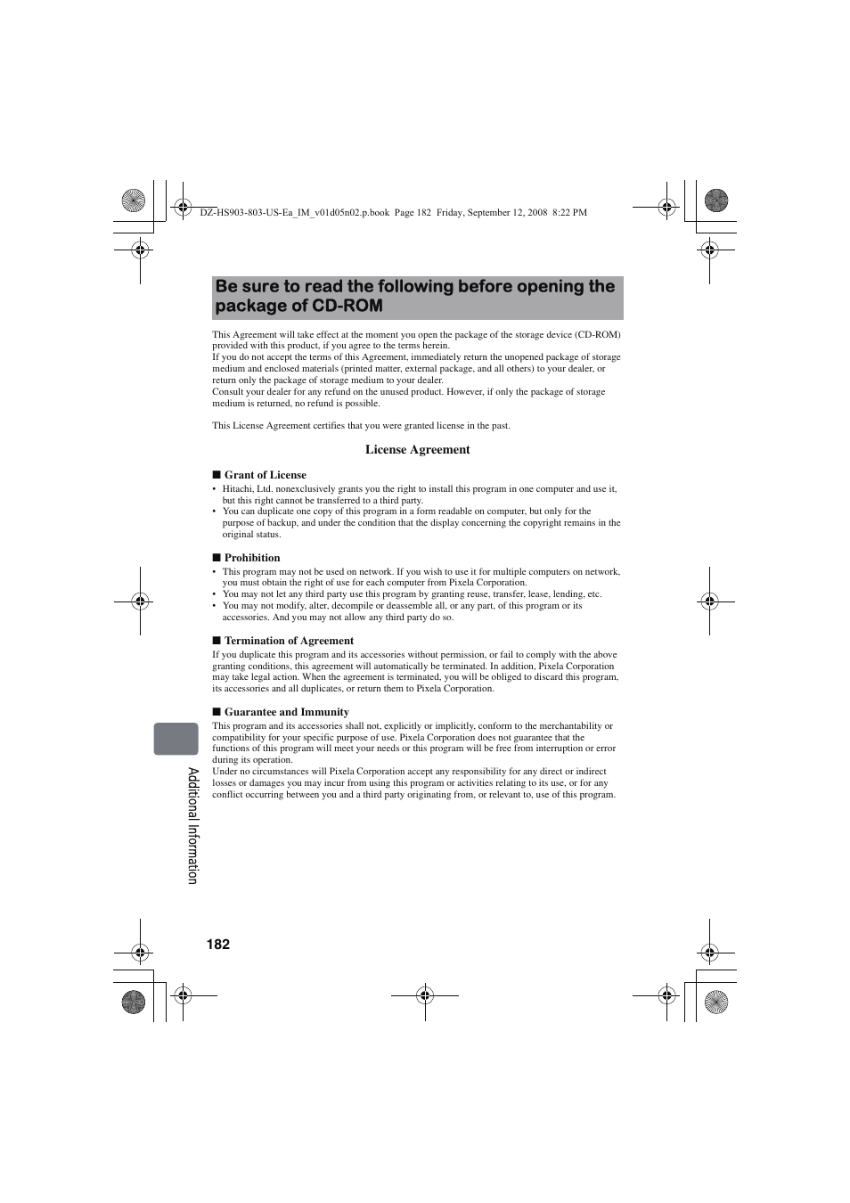 Hitachi DZ-HS803A User Manual | Page 182 / 191