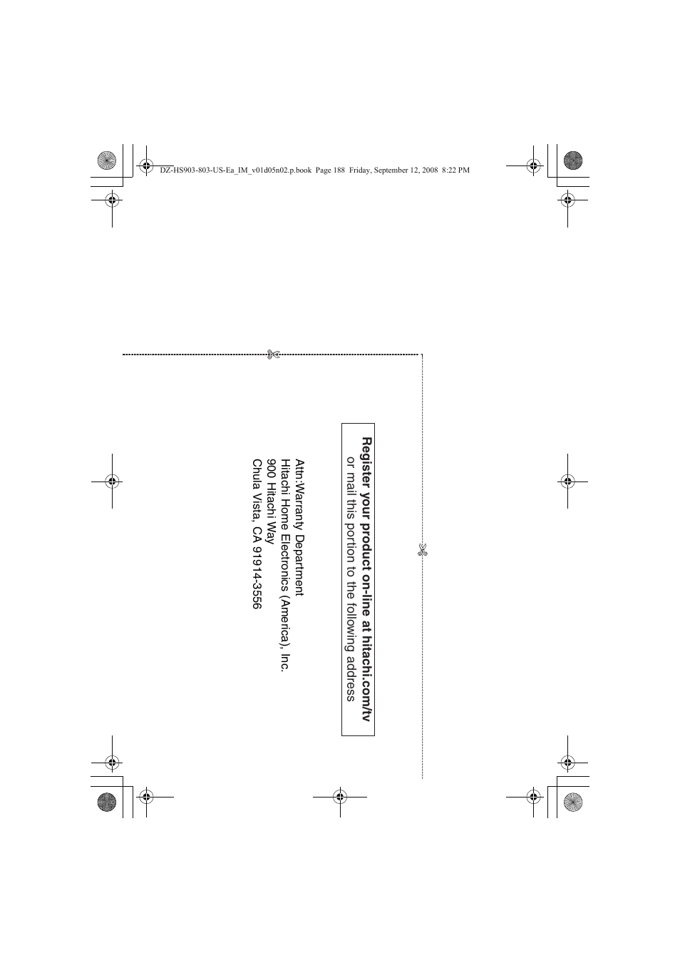 Hitachi DZ-HS803A User Manual | Page 188 / 191