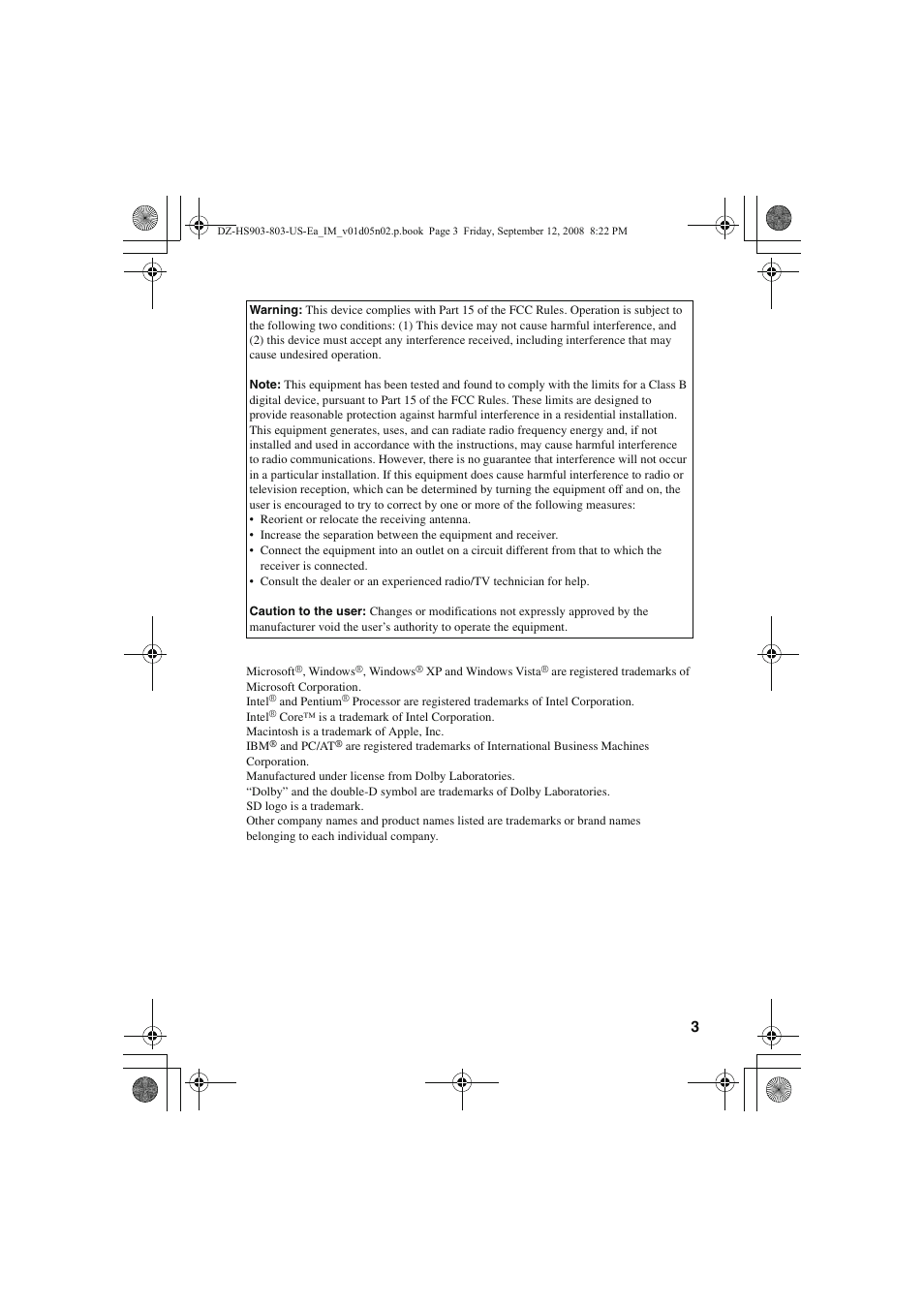 Hitachi DZ-HS803A User Manual | Page 3 / 191