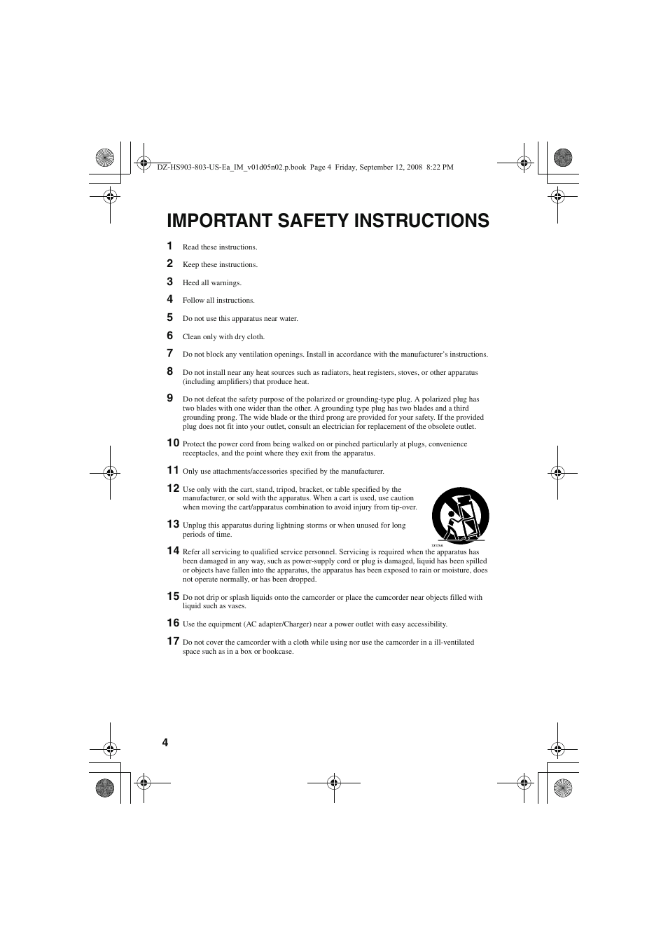 Important safety instructions | Hitachi DZ-HS803A User Manual | Page 4 / 191