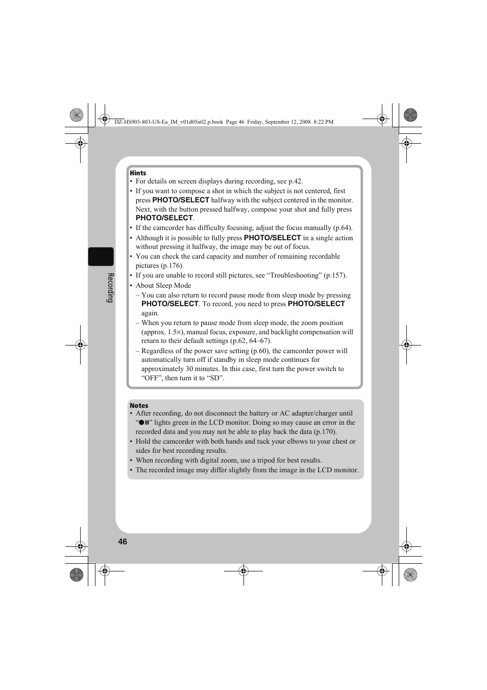 Hitachi DZ-HS803A User Manual | Page 46 / 191