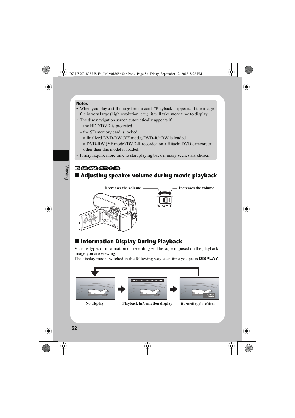 Hitachi DZ-HS803A User Manual | Page 52 / 191