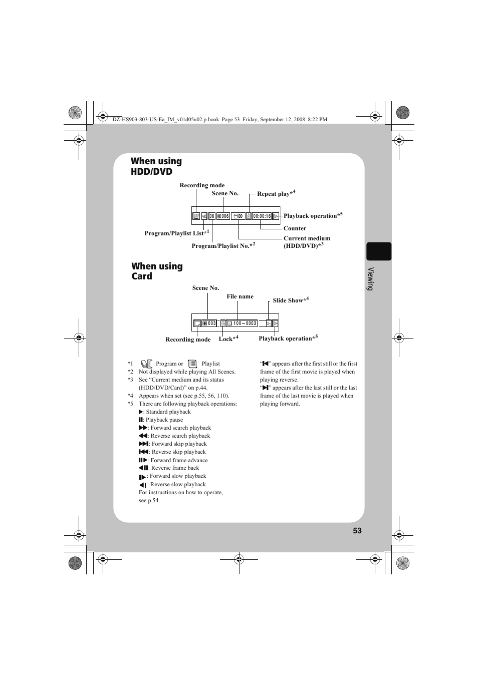 When using hdd/dvd when using card | Hitachi DZ-HS803A User Manual | Page 53 / 191