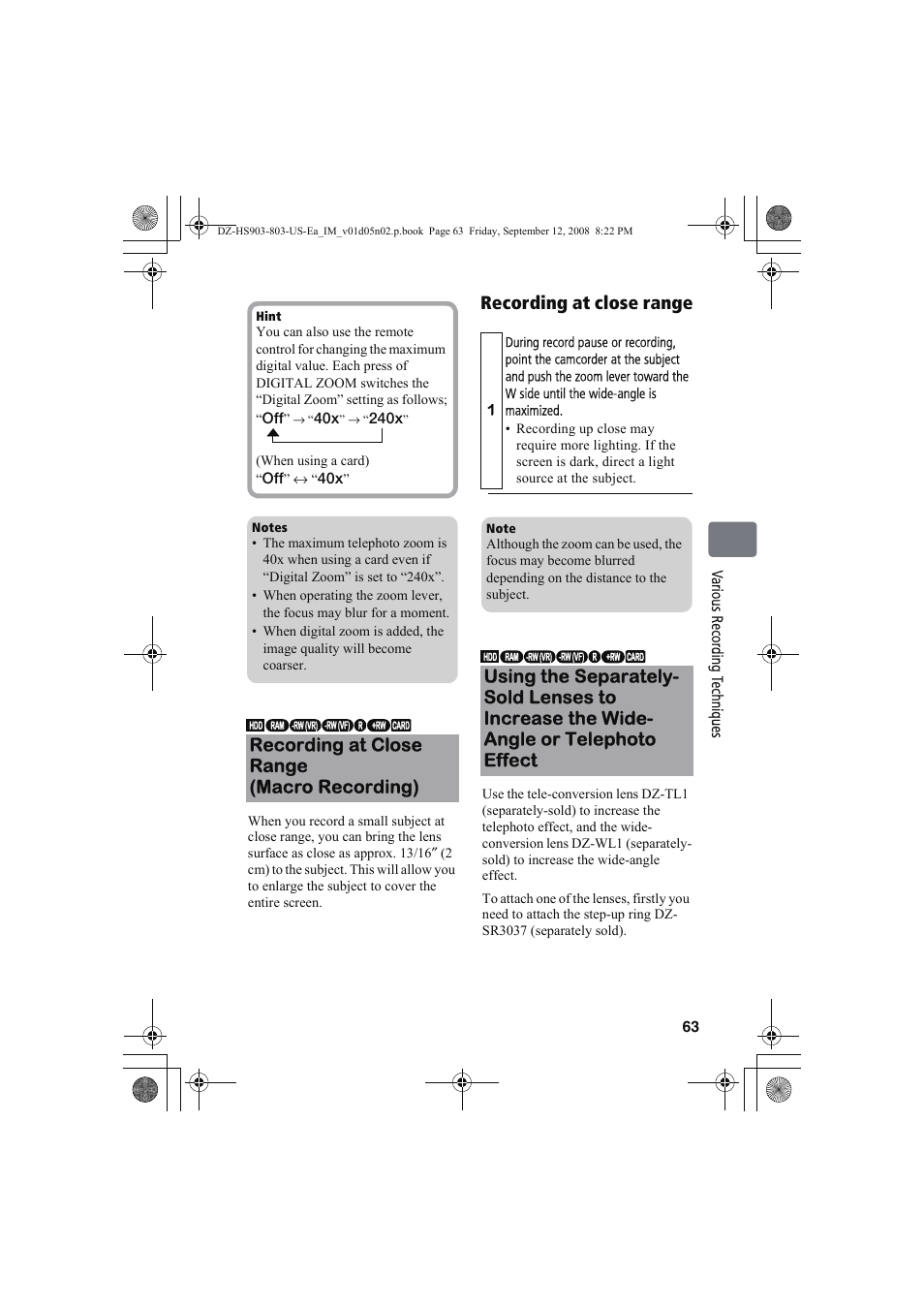 Hitachi DZ-HS803A User Manual | Page 63 / 191