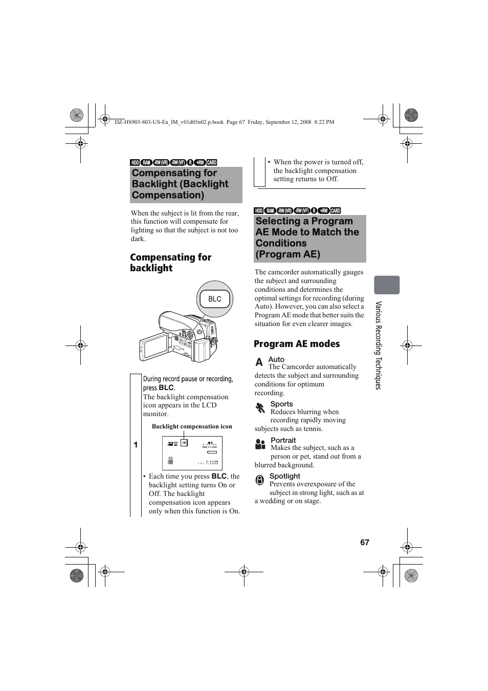 Hitachi DZ-HS803A User Manual | Page 67 / 191