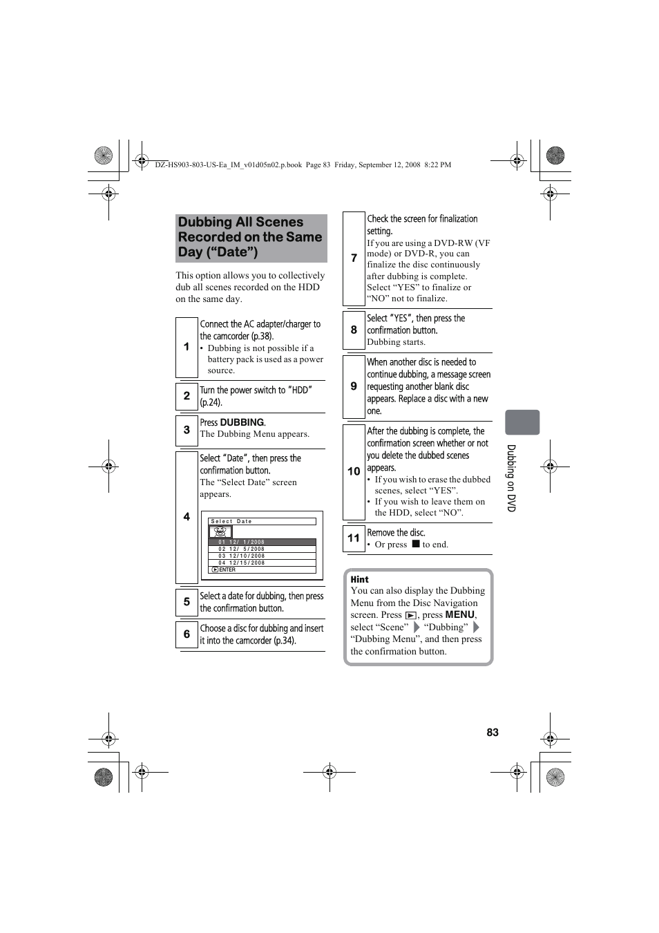 Hitachi DZ-HS803A User Manual | Page 83 / 191