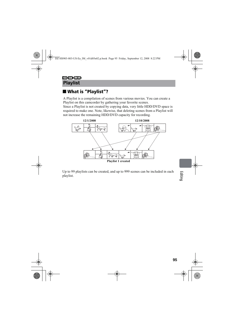 What is “playlist, Playlist | Hitachi DZ-HS803A User Manual | Page 95 / 191