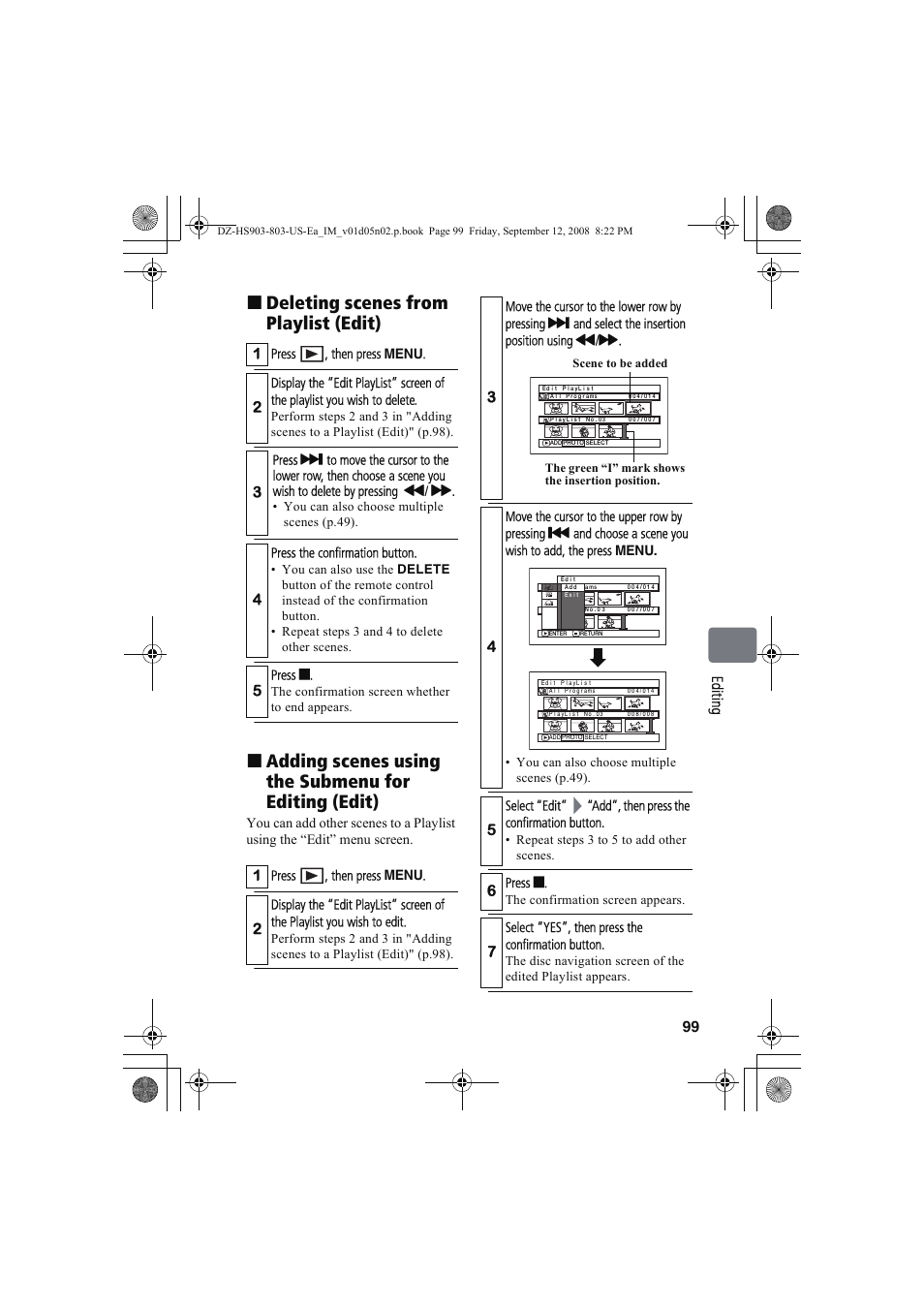 Hitachi DZ-HS803A User Manual | Page 99 / 191