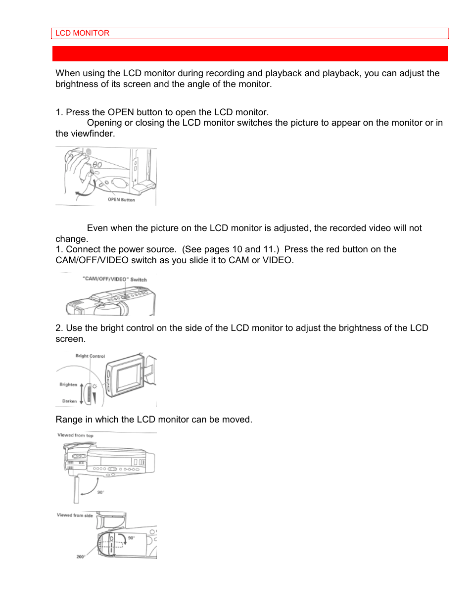 Lcd monitor | Hitachi VM-8400LA User Manual | Page 13 / 63