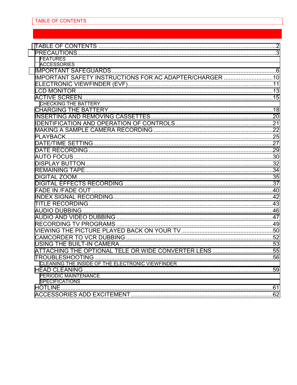 Hitachi VM-8400LA User Manual | Page 2 / 63