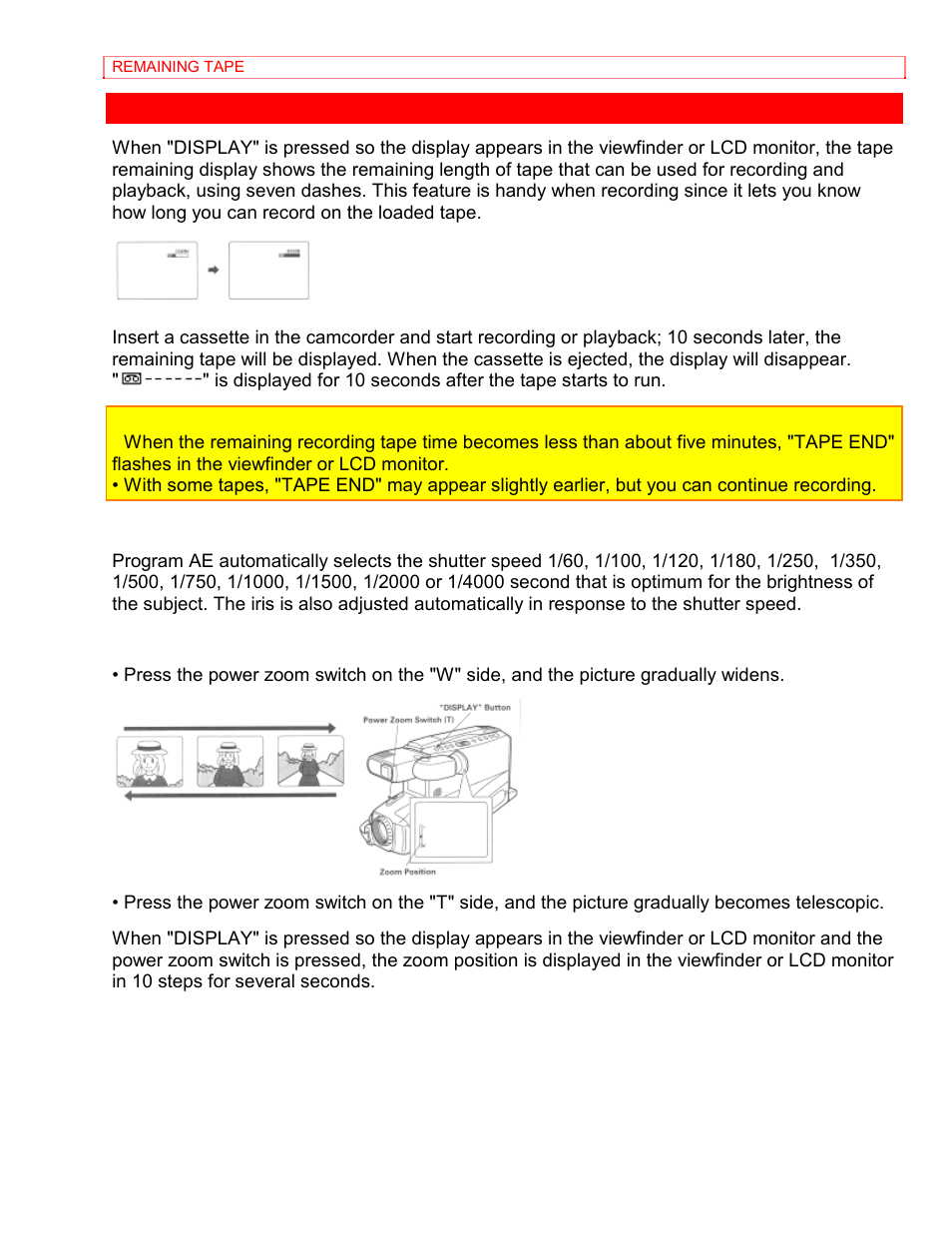 Remaining tape | Hitachi VM-8400LA User Manual | Page 34 / 63
