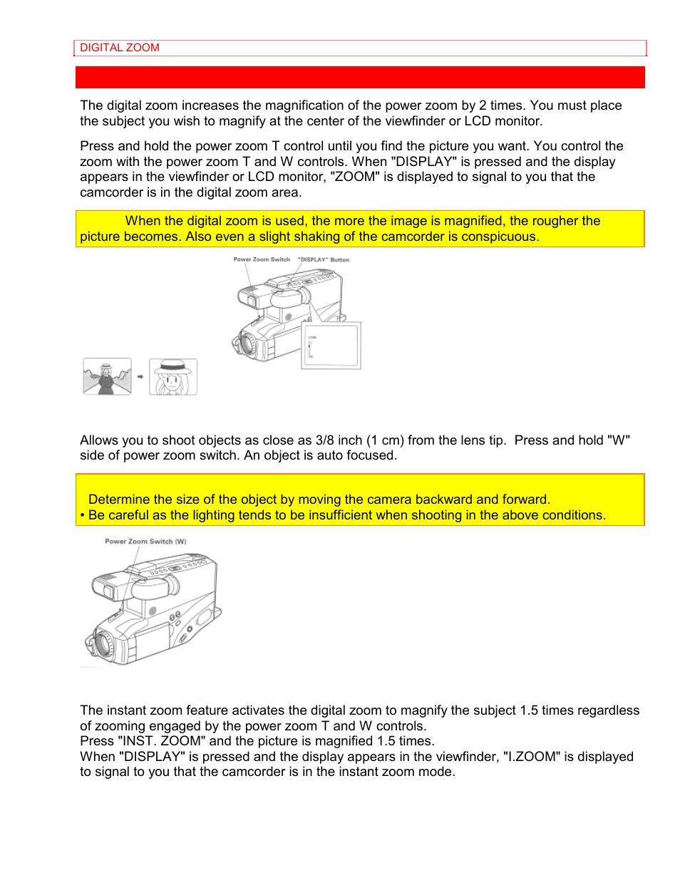 Digital zoom | Hitachi VM-8400LA User Manual | Page 35 / 63