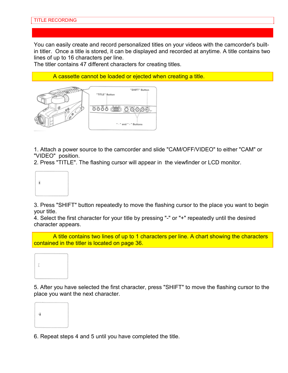 Title recording | Hitachi VM-8400LA User Manual | Page 43 / 63