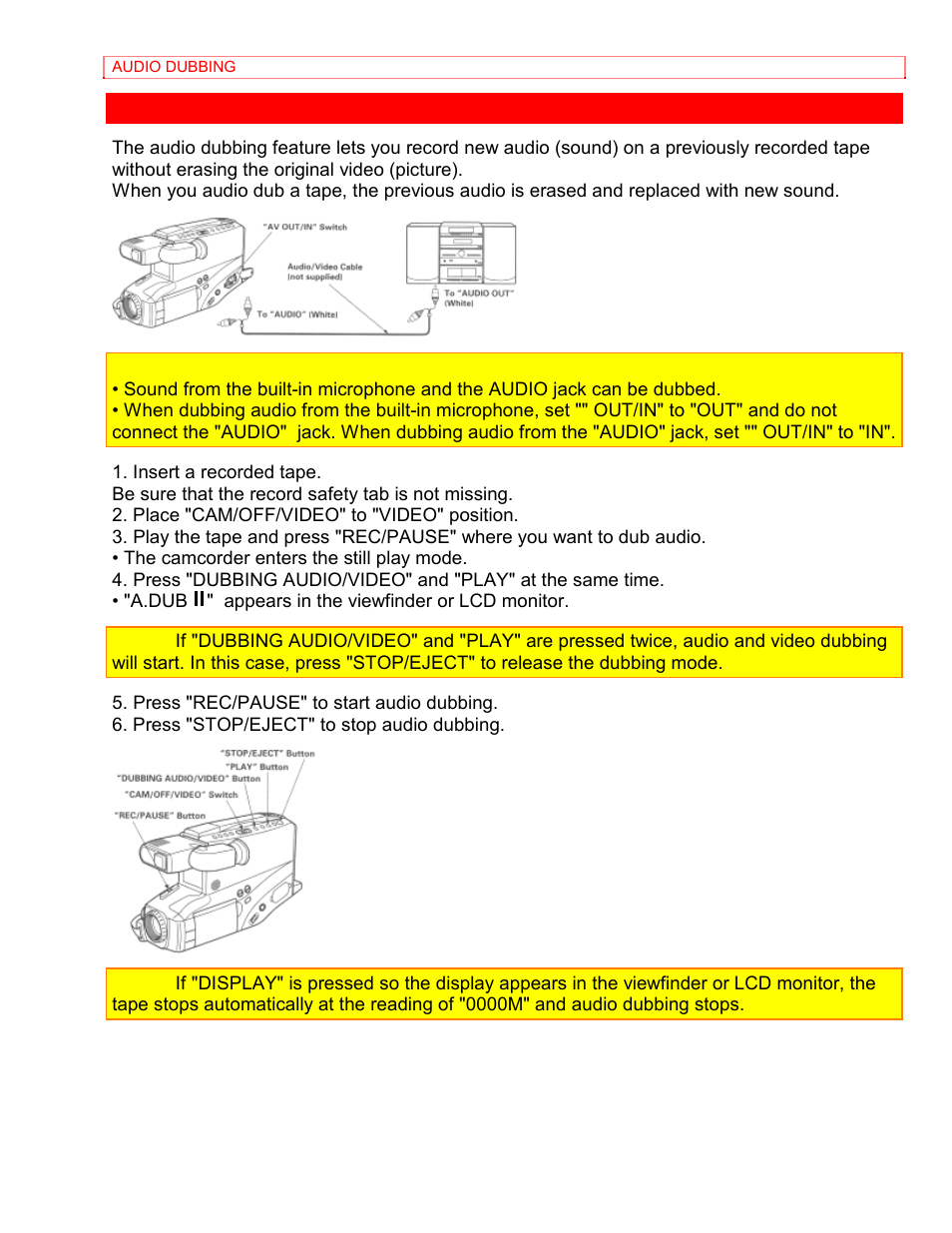 Audio dubbing | Hitachi VM-8400LA User Manual | Page 46 / 63