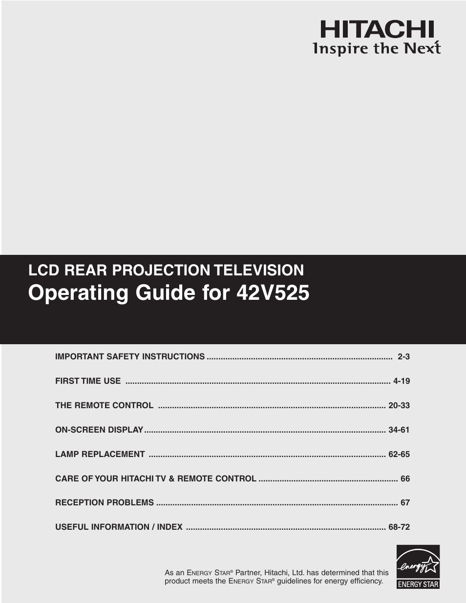 Hitachi 42V52 User Manual | 76 pages