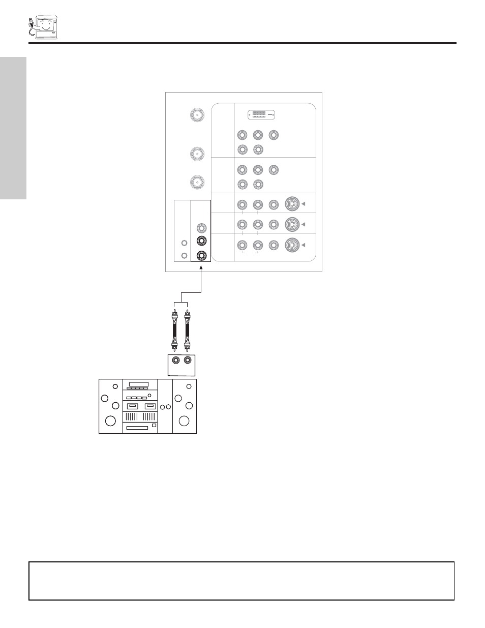 Connecting external audio devices, First time use, Stereo system amplifier | Hitachi 50V500 User Manual | Page 14 / 84