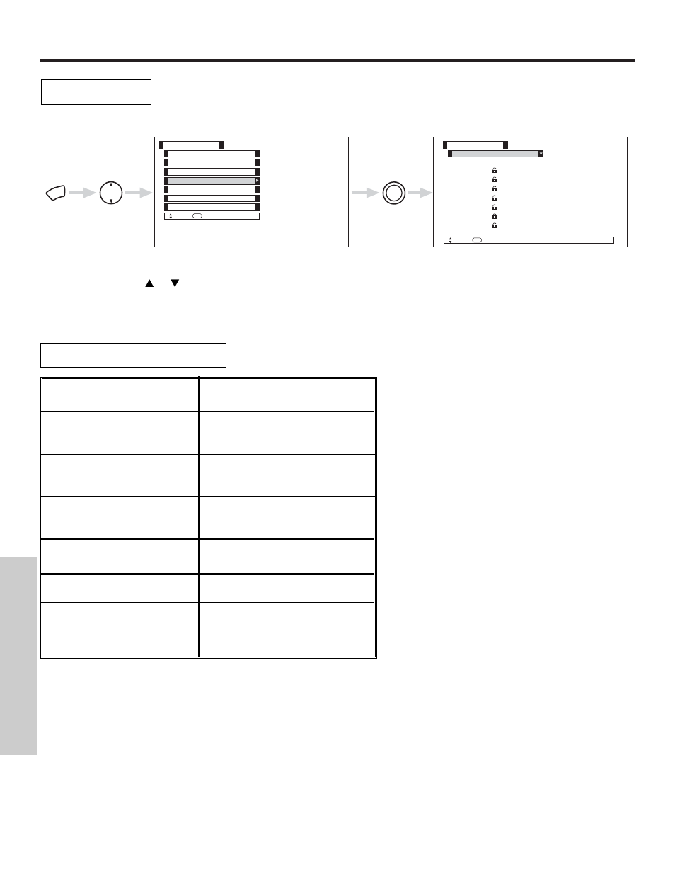 Locks, On-screen displa y, Gpg pg-13 r nc-17 x not rated (nr) | Hitachi 50V500 User Manual | Page 58 / 84