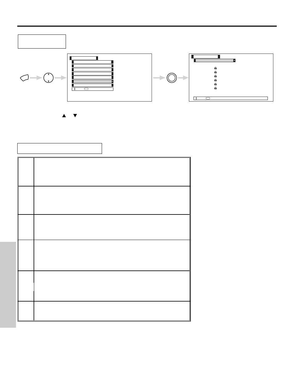 Locks, On-screen displa y, Canadian ratings (eng) | Canadian ratings english chart | Hitachi 50V500 User Manual | Page 60 / 84