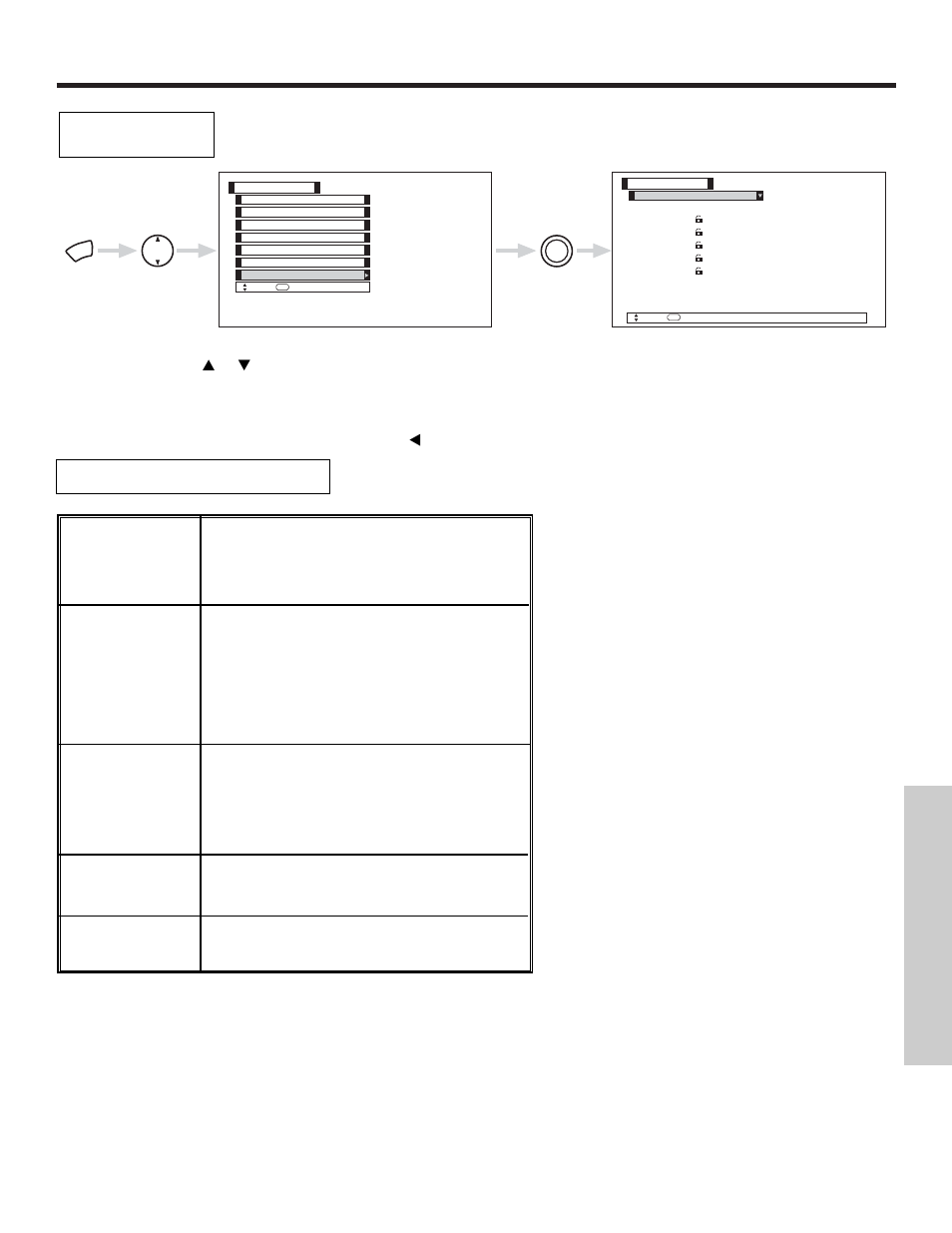 Locks, On-screen displa y | Hitachi 50V500 User Manual | Page 61 / 84