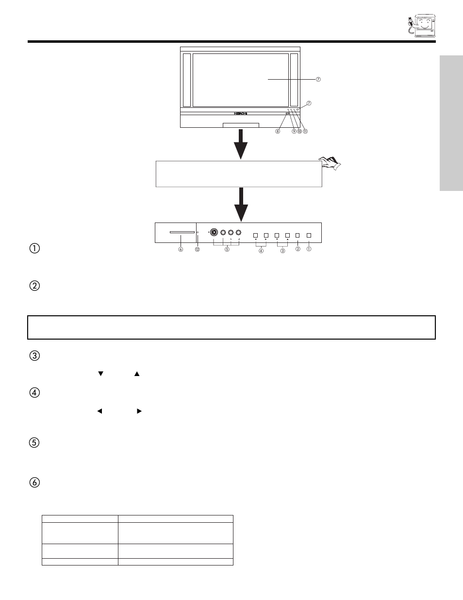 Front panel controls, First time use | Hitachi 50V500 User Manual | Page 7 / 84