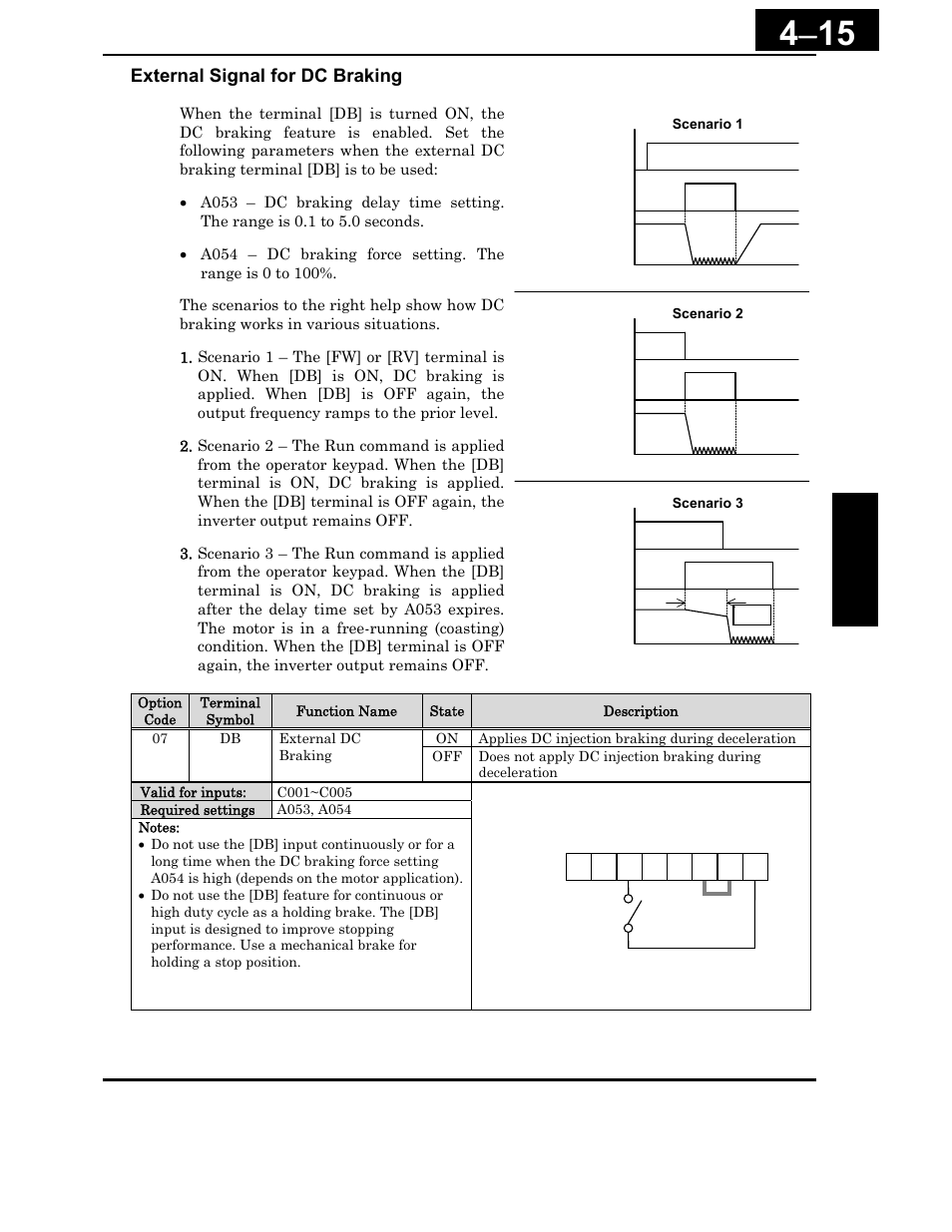 External signal for dc braking | Hitachi X200 Series User Manual | Page 154 / 286