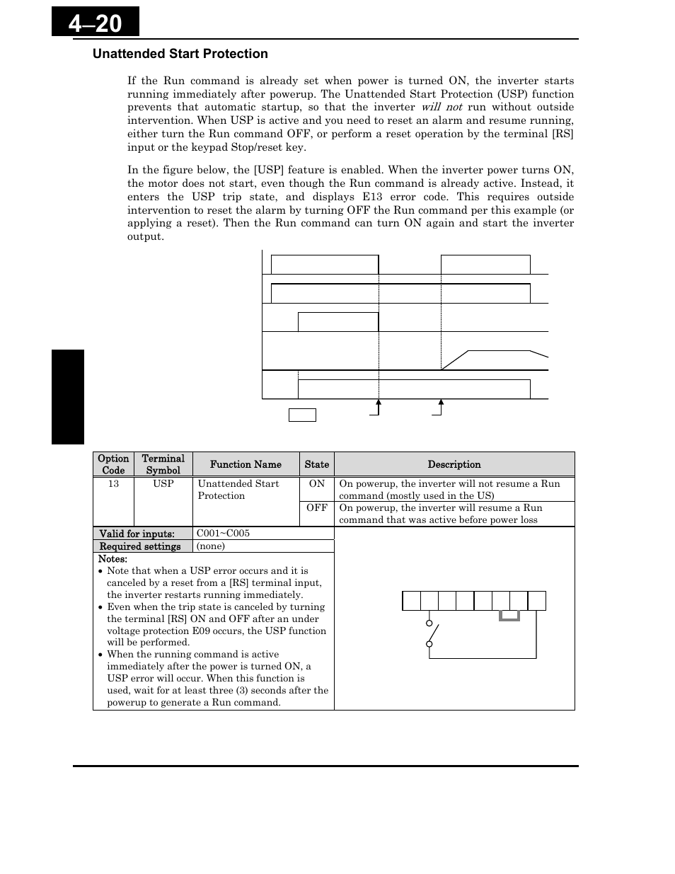 Unattended start protection | Hitachi X200 Series User Manual | Page 159 / 286