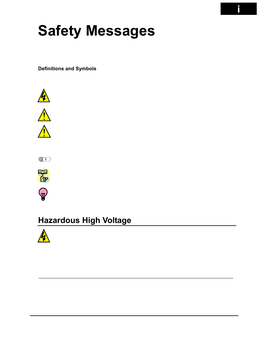 Safety messages, Hazardous high voltage i | Hitachi X200 Series User Manual | Page 2 / 286