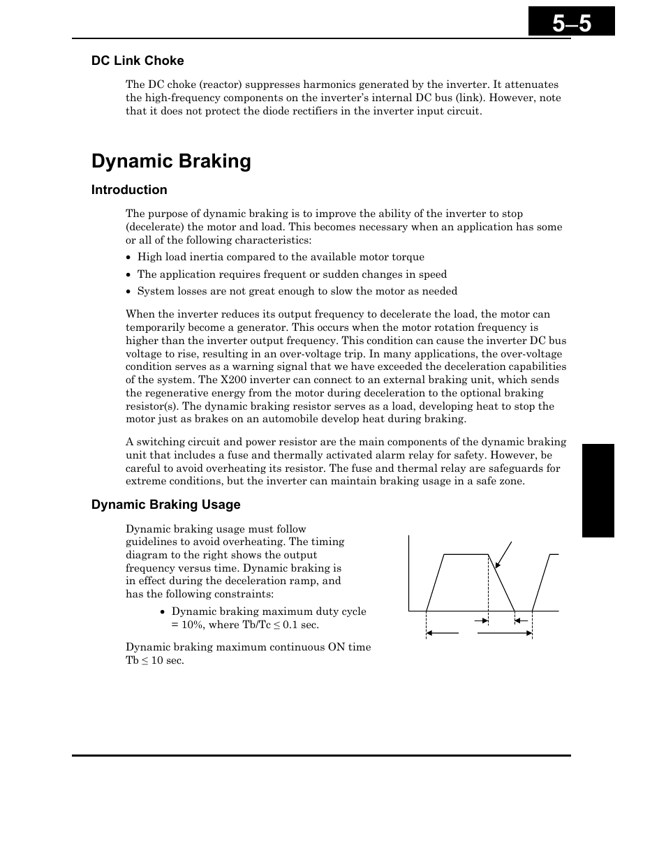 Dynamic braking -5, Dynamic braking | Hitachi X200 Series User Manual | Page 203 / 286