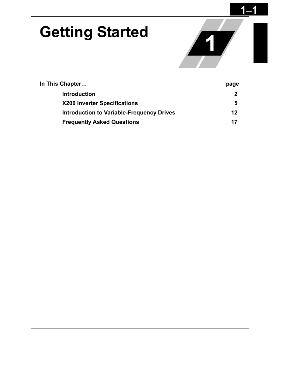 Chapter 1: getting started, Getting started | Hitachi X200 Series User Manual | Page 21 / 286