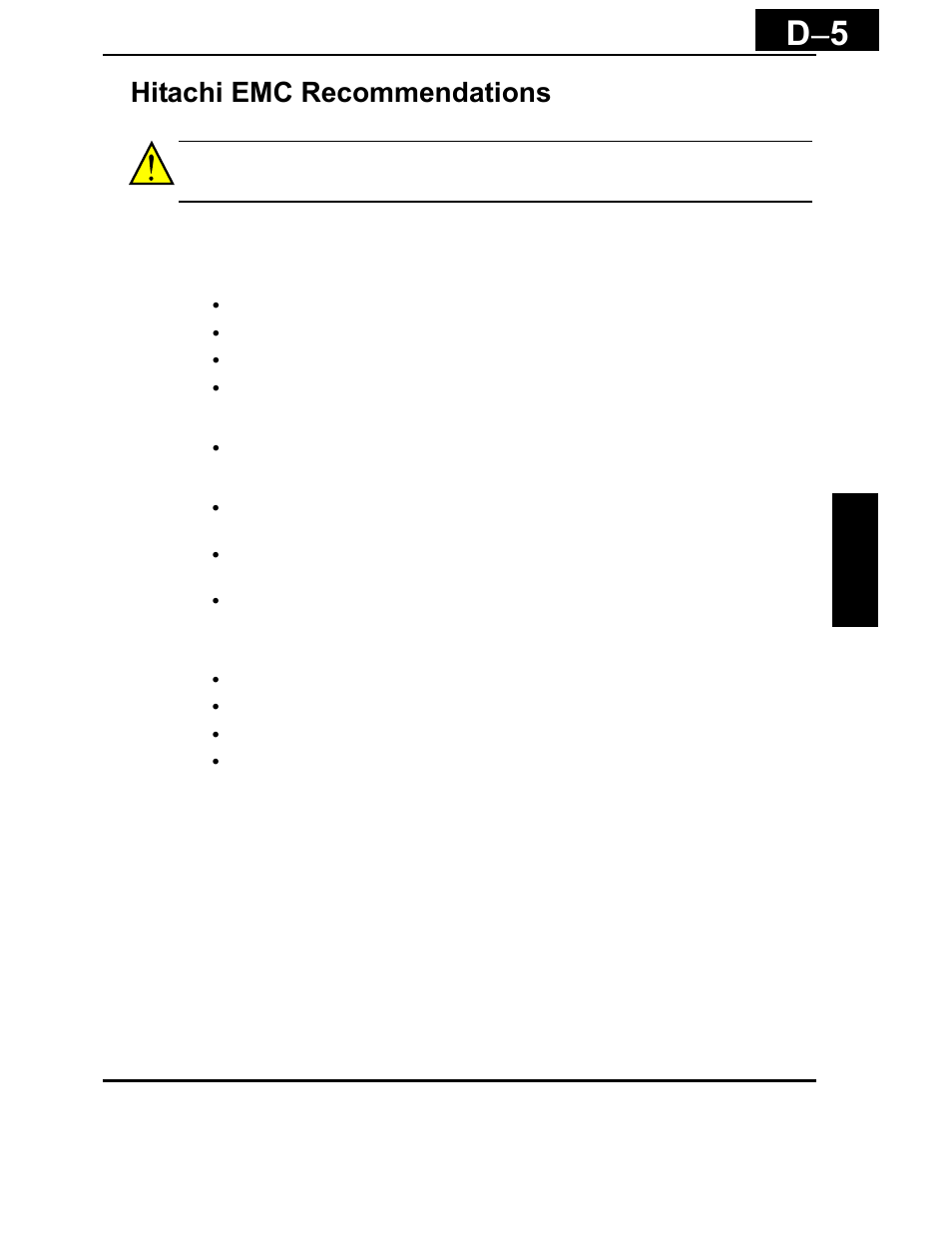 Hitachi emc recommendations, D − 5 | Hitachi X200 Series User Manual | Page 280 / 286