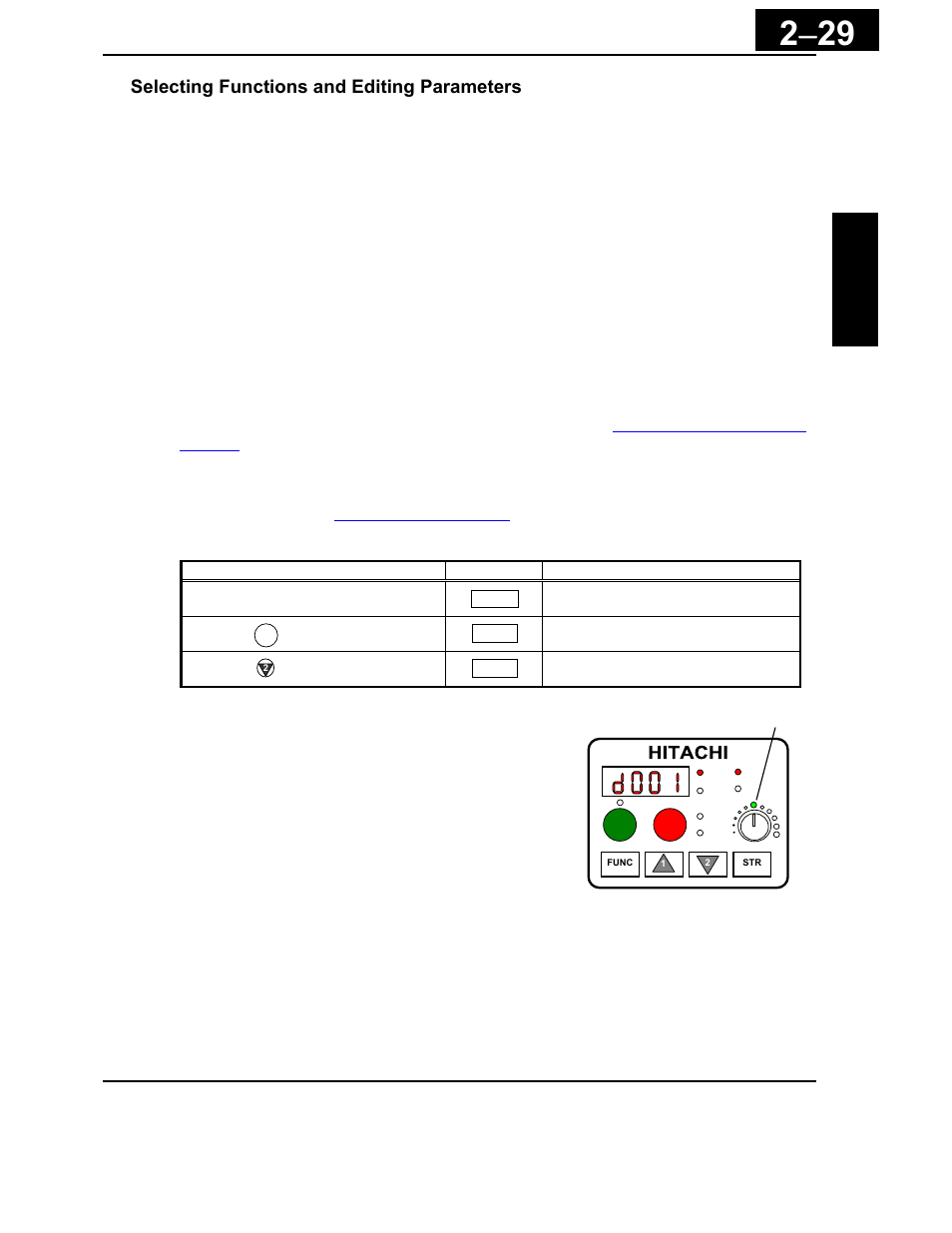 Selecting functions and editing parameters | Hitachi X200 Series User Manual | Page 68 / 286