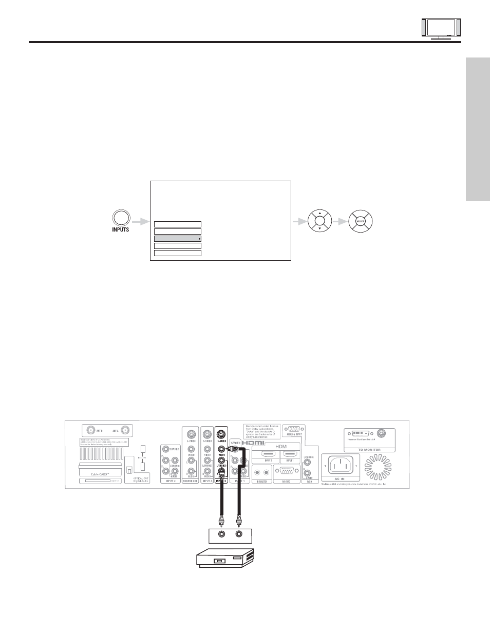 Connecting external video sources, First time use | Hitachi 42HDX61 User Manual | Page 15 / 100