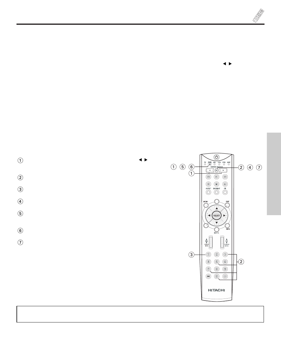 The remote control | Hitachi 42HDX61 User Manual | Page 47 / 100