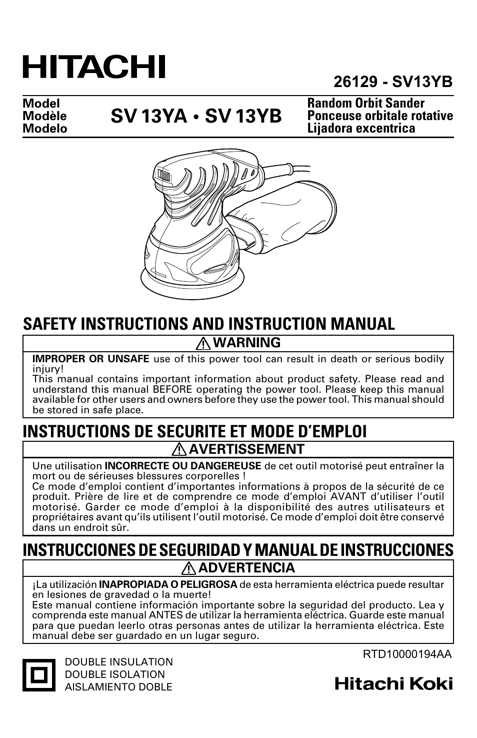 Hitachi SV 13YA User Manual | 44 pages