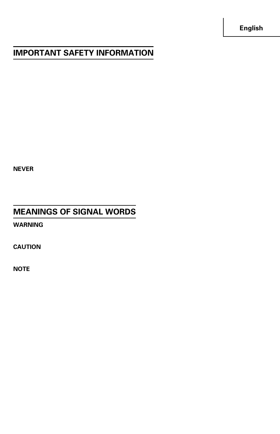 Important safety information, Meanings of signal words | Hitachi SV 13YA User Manual | Page 3 / 44