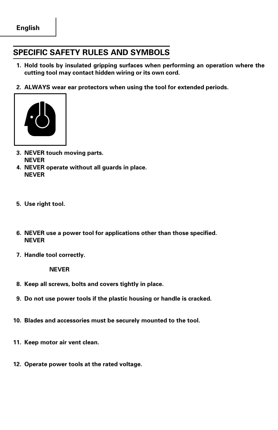 Specific safety rules and symbols | Hitachi SV 13YA User Manual | Page 6 / 44