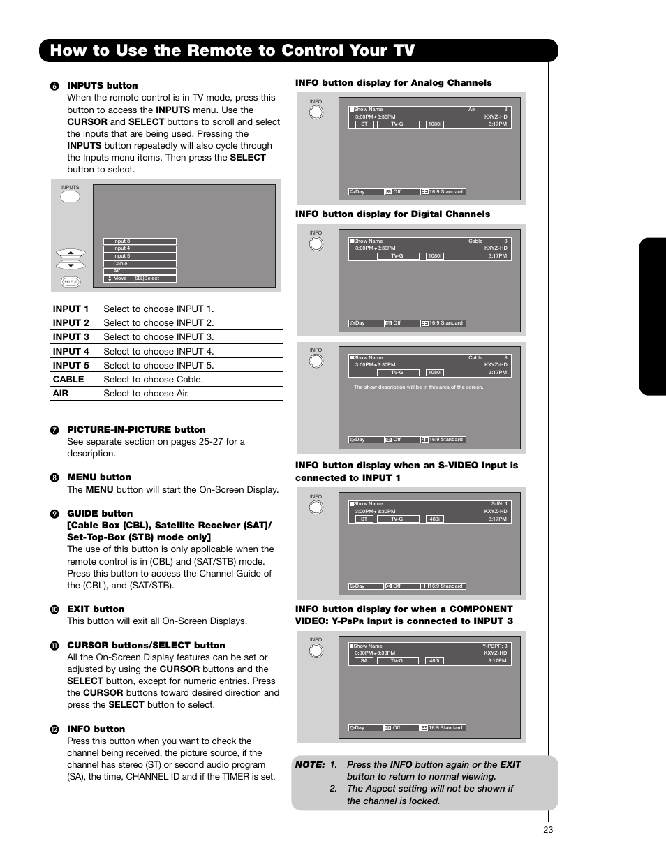 How to use the remote to control your tv, The remote cont rol | Hitachi 62VS69 User Manual | Page 23 / 72