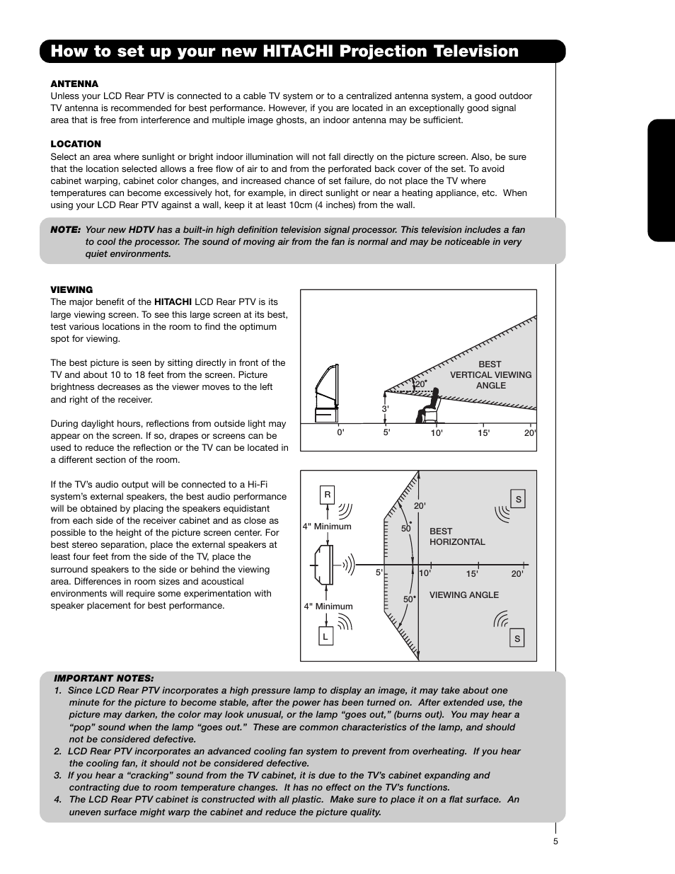 First time use | Hitachi 62VS69 User Manual | Page 5 / 72