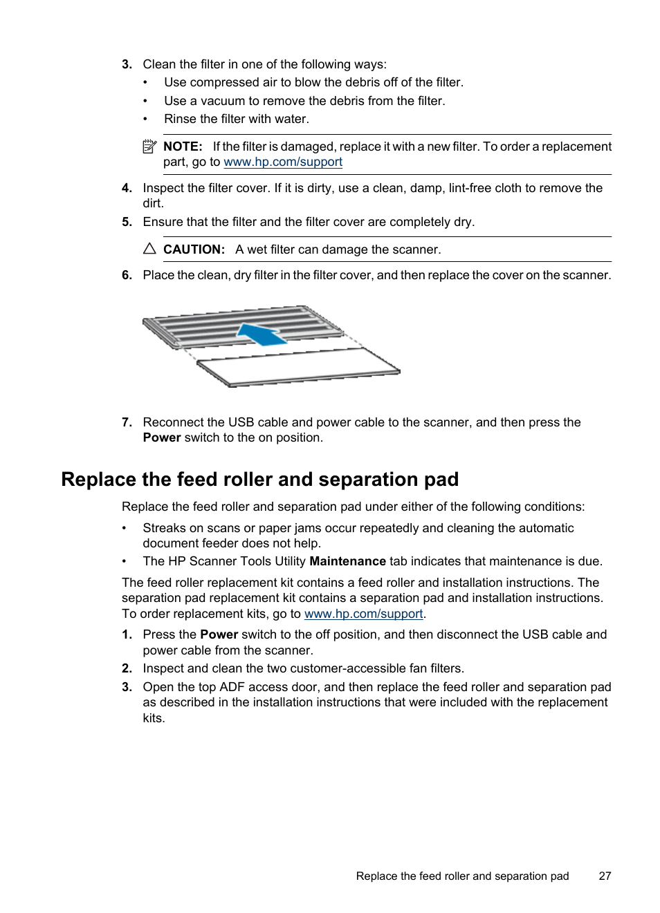 Replace the feed roller and separation pad | Hitachi SCANJET N9120 User Manual | Page 29 / 48