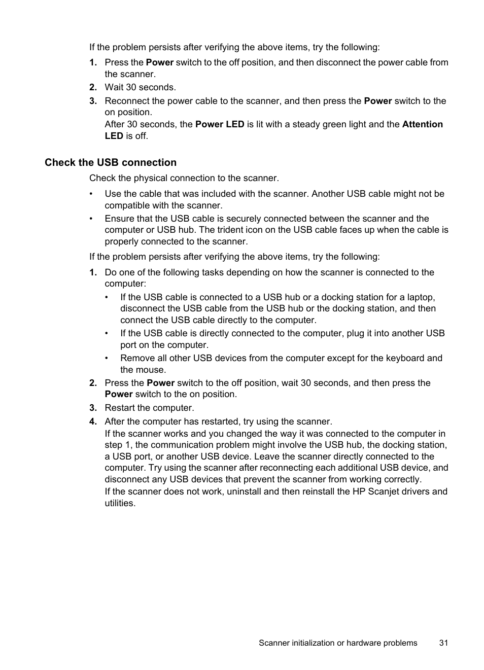 Check the usb connection | Hitachi SCANJET N9120 User Manual | Page 33 / 48