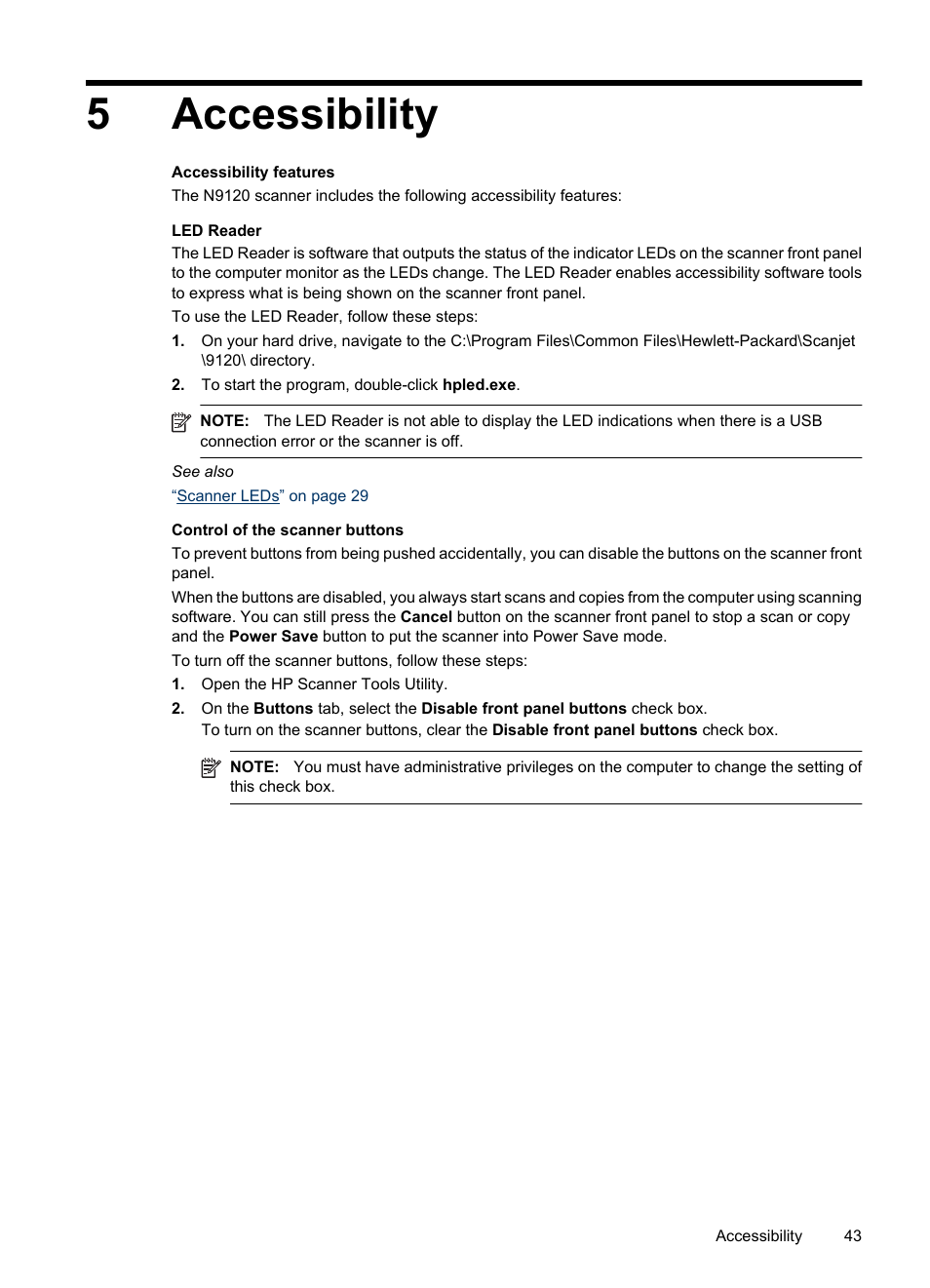 Accessibility, 5 accessibility, 5accessibility | Hitachi SCANJET N9120 User Manual | Page 45 / 48