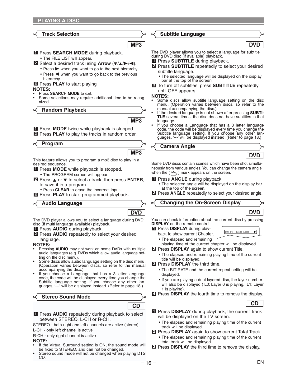 Hitachi DVP335E User Manual | Page 16 / 22
