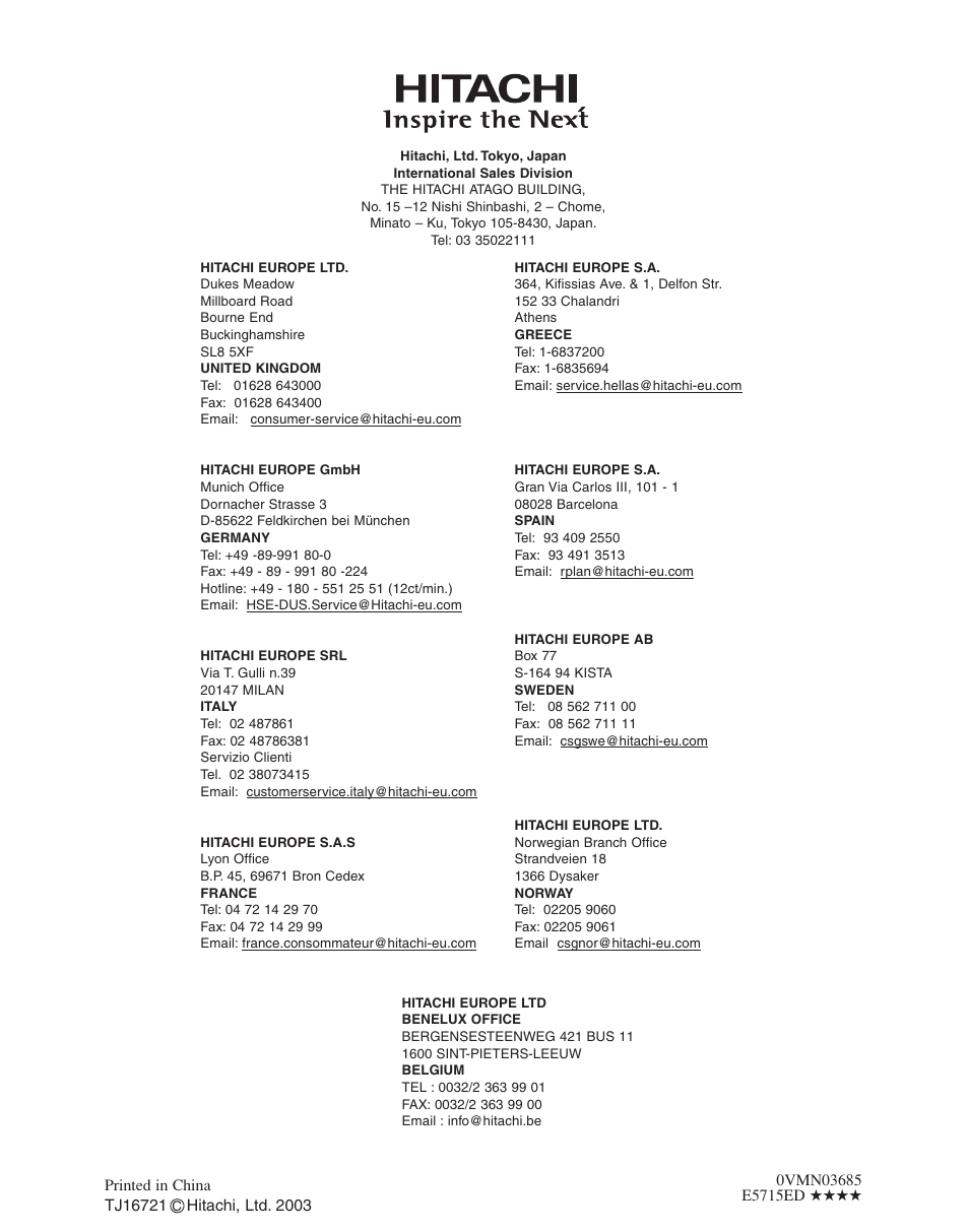 Hitachi DVP335E User Manual | Page 22 / 22